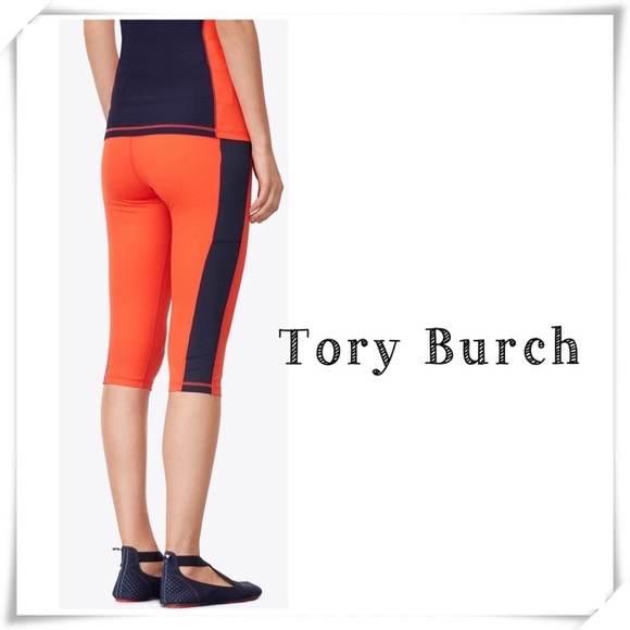 Tory Burch Tory Sport Color Block Cropped Leggings - Picture 1 of 11